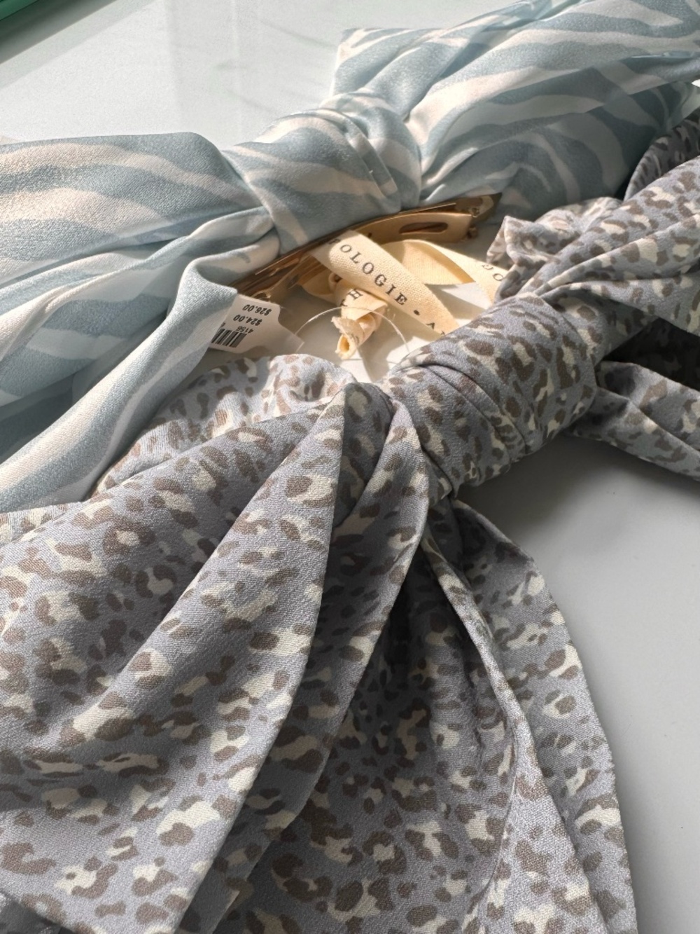 Anthropologie Extra Large Blue Bow Barrette Set of 2 NWT Romantic Hair Clip